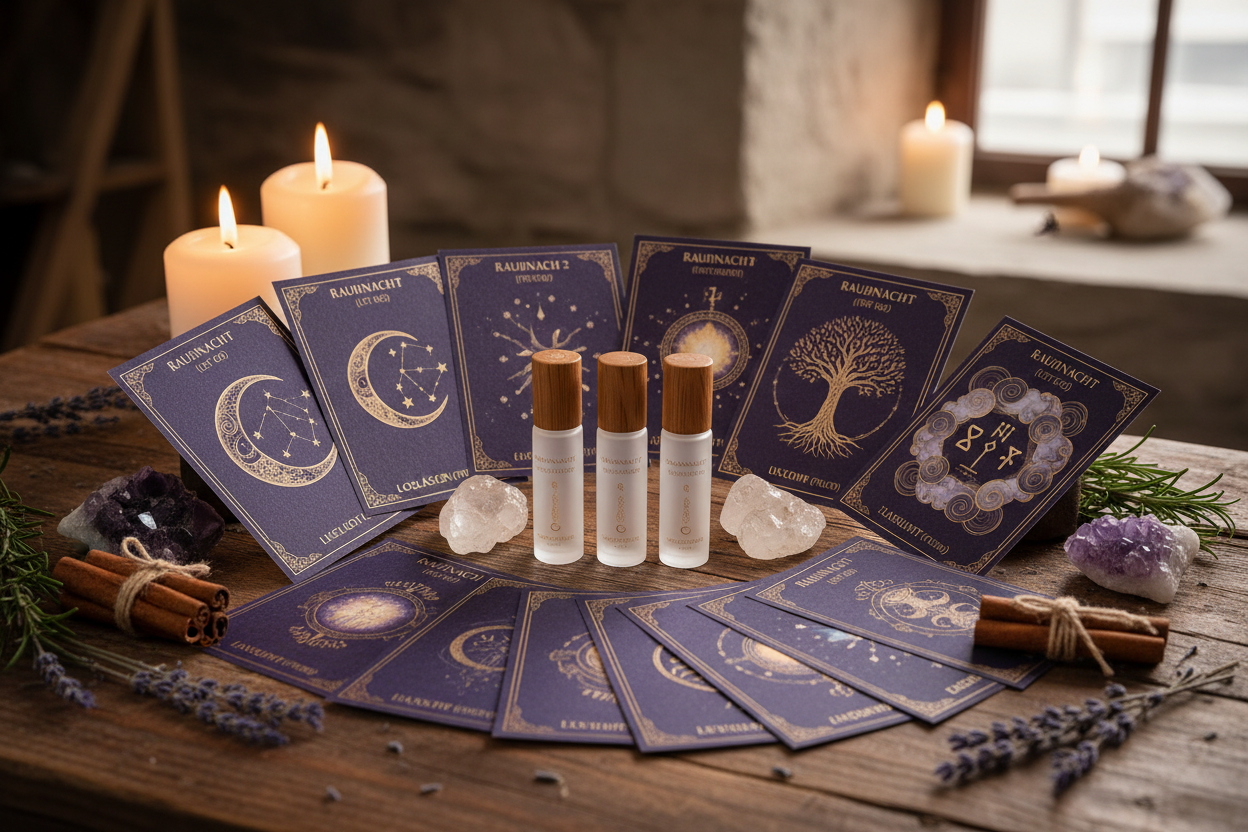 die Ätherischen Öl Roller und 12 Affirmationskarten - Rauhnächte - Magie, Geschenkset